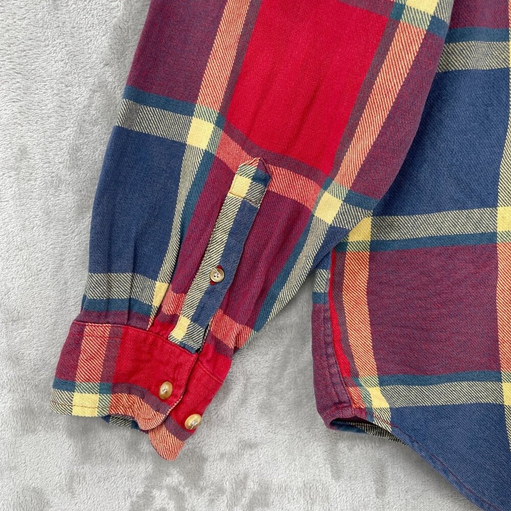 Gap Vintage Red Blue Plaid 100% Cotton Long Sleeve Button Front Shirt - Picture 6 of 10